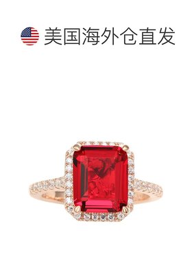 自营Suzy Levian Rose 纯银大号祖母绿切割红色和白色方晶锆石光