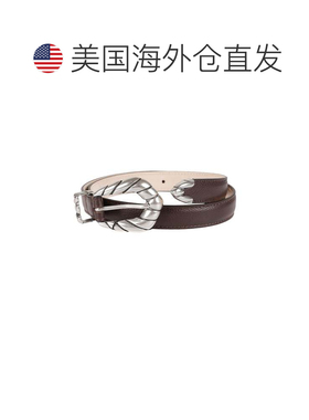 自营iro富于质感的深棕色皮革修身腰带，搭配扭曲绳扣-棕色 美国