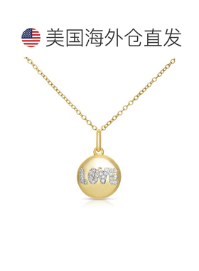 自营geneviveC.Z.纯银镀金 \'\' Love \'\' 圆盘吊坠 - 金 美国奥