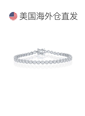 自营simona925 纯银 4 毫米圆形 CZ 网球手链 - 银白色 美国奥莱