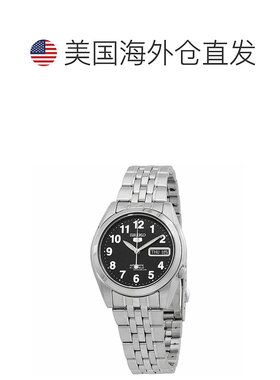 自营Seiko Men's Series 5 Black Dial Watch - black 美国奥莱直