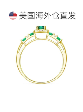 【美国直邮】macy's 通用 戒指蓝宝石纯银天然祖母绿珠宝翡翠
