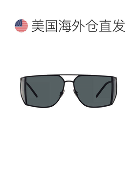 自营Saint Laurent Black Rectangular Men's Sunglasses SL 750