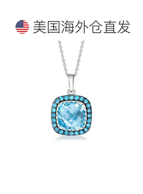 自营925 纯银 Ross-Simons Sky 和伦敦蓝托帕石吊坠项链 - 18 英