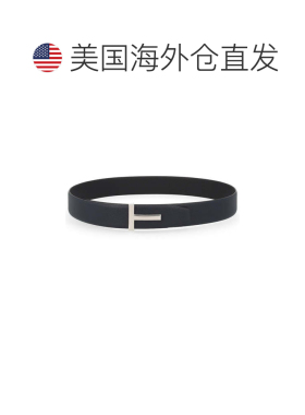 自营tom ford小牛皮简约T扣腰带-黑色 美国奥莱直发