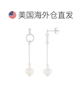 自营splendid pearls悬垂纯银 7-7.5 毫米淡水珍珠耳环 - 天然白