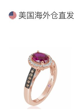 自营 Suzy Levian Rose 纯银椭圆形切割创造红宝石棕色立方氧化锆