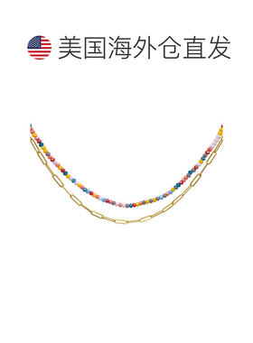 自营Adornia 多色珠子和回形针链双项链金色 - 多 【美国奥莱】直