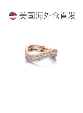 自营adorniaTri-Color CZ Curved Eternity Band Nesting Set - g