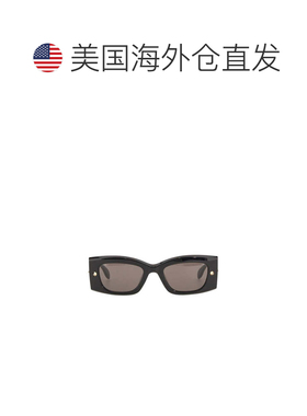 自营alexander mcqueen大胆的棱角镜框太阳眼镜，配上金色装饰-黑