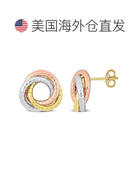 自营mimi & max3 色黄色、玫瑰色和白色 10K 金开口爱结耳钉 - 黄
