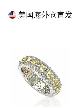 自营 Suzy Levian 纯银立方氧化锆黄色和白色现代永恒戒指 - 黄色