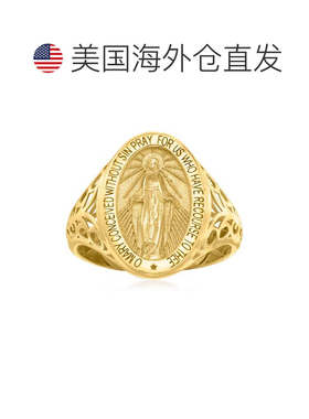 自营 Ross-Simons 意大利 14 克拉黄金奇迹勋章图章戒指 黄色 美