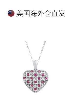 自营max + stone925 纯银真正宝石心形花丝吊坠 18 英寸英寸 - 创