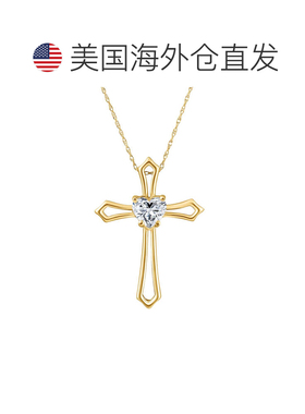 自营pompeii31Ct Cross Solitaire Heart Shape Diamond Necklace