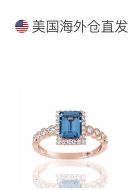 自营 Suzy Levian Rose 纯银水蓝色和白色立方氧化锆戒指 - 白色