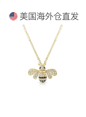 自营sabrina14K Yellow Gold Diamond & Black Diamond Bumble Be
