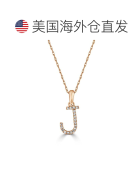 自营sabrina14k 玫瑰金和钻石初始项链 玫瑰 j 美国奥莱直发