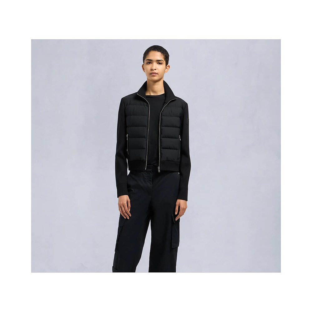 MooseKnuckles 女款JOSEPHINE HYBRID拼接设计立领拉链夹克外套小 - 图0