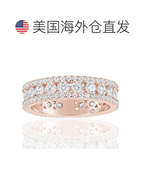 自营 Suzy Levian Rose 纯银立方氧化锆白色三排现代永恒戒指 -