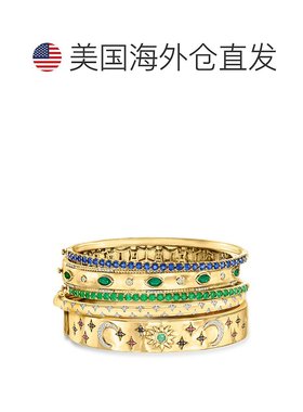 自营 Ross-Simons“百老汇叠”5 条手镯 18 克拉金镀在纯银上 - 8