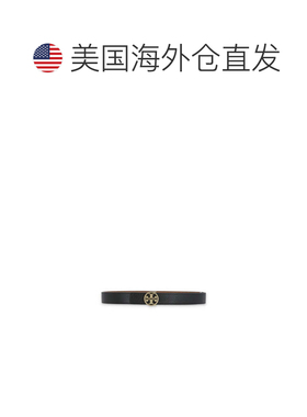 自营tory burch黑色棕色双面双T扣皮革腰带-黑色 美国奥莱直发