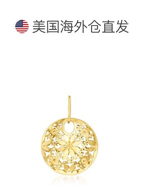 自营 Ross-Simons 意大利 14kt 黄金圆形花朵吊坠 - 黄色 美国奥