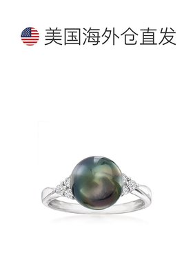 自营 Ross-Simons 9-9.5 毫米黑色养殖大溪地珍珠和 . 925 纯银钻