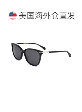 自营rag & boneRag&Bone女式55毫米黑银太阳镜-黑银 美国奥莱直发