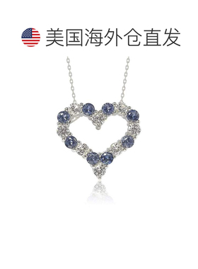 自营Suzy Levian 纯银蓝宝石和钻石口音交替心形永恒吊坠 美国奥