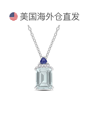 自营 925 纯银 Mimi & Max 女式 2 克拉 TGW 八角形海蓝宝石闪耀