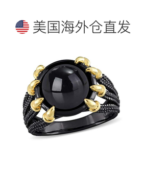 自营Mimi & Max 6 克拉 TGW 黑玛瑙绳索式分叉男士戒指 2 色黄色