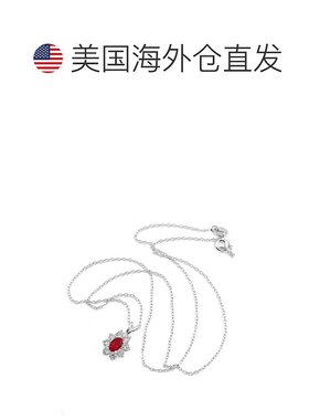 自营geneviveC.Z.纯银镀铑蓝宝石花形吊坠 - 蓝色 【美国奥莱】直