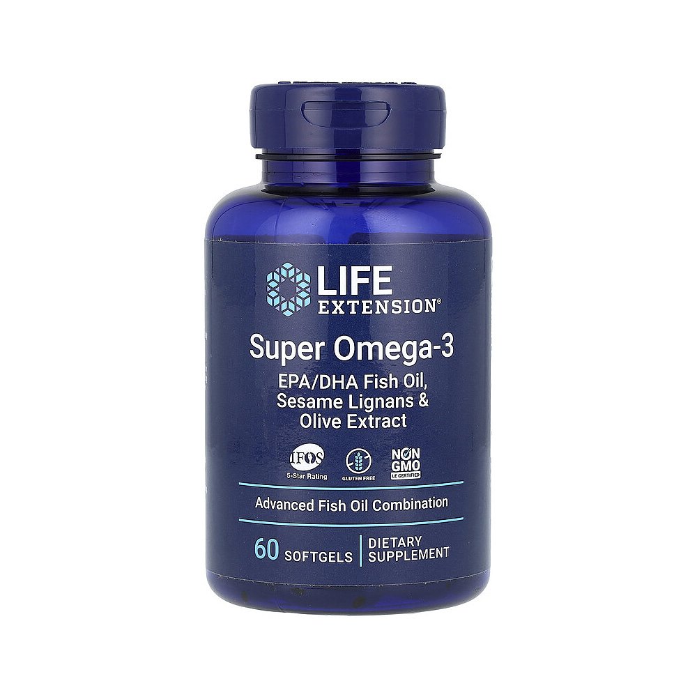 香港直发life extension欧米伽 3鱼油软凝胶60粒大脑软胶囊卵磷脂 - 图0