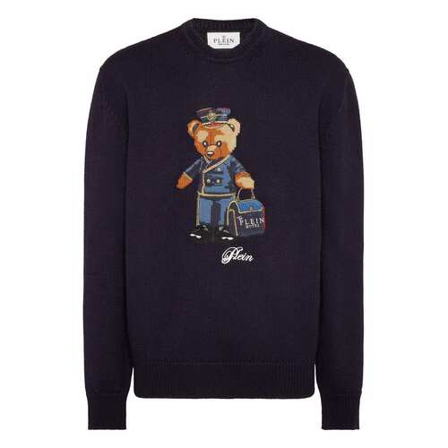 自营philipp pleinRound Neck Knitted Pullover Reception Teddy - 图0
