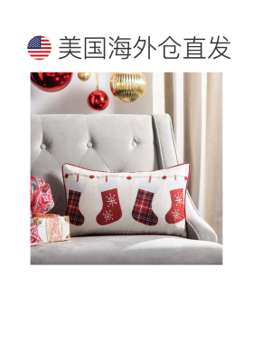 自营safaviehHolly Jolly 枕头 - 象牙色/红色 美国奥莱直发