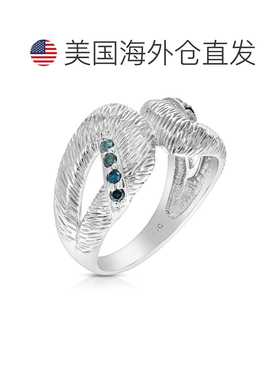 自营 vir jewels 0.15 克拉蓝色钻石戒指 .925 纯银镀铑 - 银 美