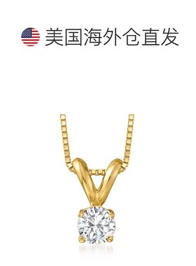 自营 Ross-Simons 14 克拉黄金单颗钻石吊坠项链 - 18 英寸 美国