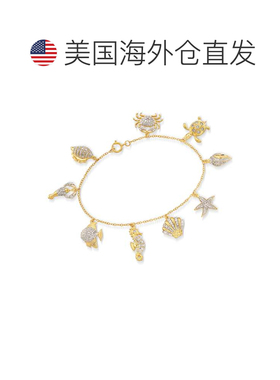 自营Ross-Simons Diamond Sea Life Charm Bracelet in 18kt Gold
