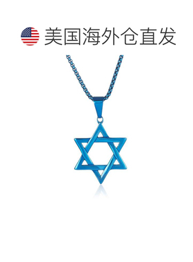 自营 Crucible 洛杉矶大号大卫之星不锈钢项链 - 蓝色 美国奥莱直