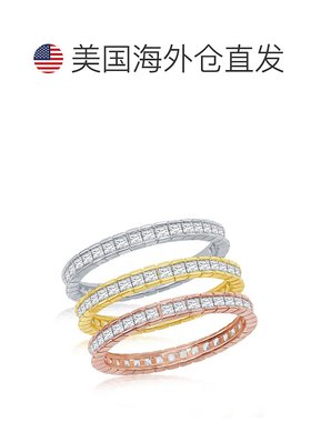 自营 simona 925 纯银三色 Channel-Set Baguette CZ Eternity 三