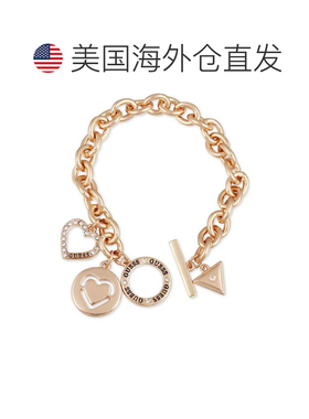 1h可退 【美国直邮】GUESS|密镶心形与徽标吊饰链式手链