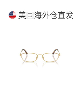 自营miu miu0mu 52zv Polished Gold Rectangular Metal Sunglass