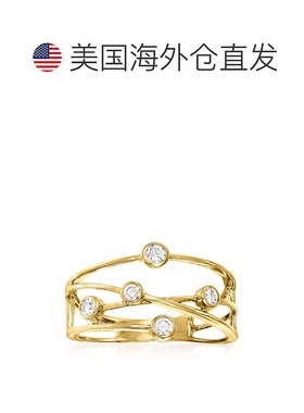 自营 Ross-Simons 包边镶钻石十字形戒指 14 克拉黄金 - 白色 美