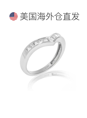 自营 vir jewels1/2 cttw 公主方形钻石 V 形结婚戒指 14K 白金通