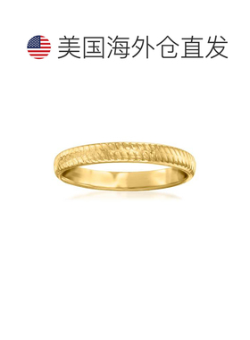 自营 Ross-Simons 意大利 14kt 黄金纹理戒指 - 黄色 美国奥莱直