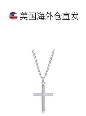 自营blackjack不锈钢抛光3D十字项链 - 银白色 美国奥莱直发