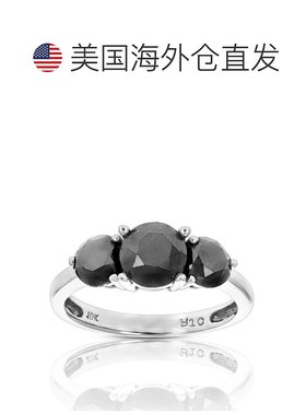 自营 vir jewels3 cttw 3 石黑色钻石订婚戒指 10K 白金 3 爪 -