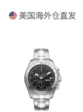 自营dknyEVERYDAY Central Park Chrono Black Dial Silver Men's