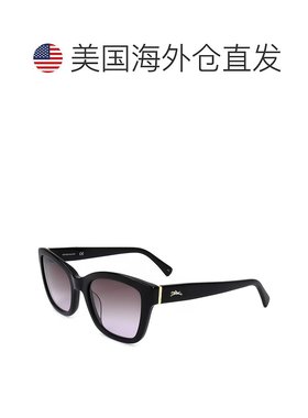 自营 Longchamp女式53毫米黑色太阳镜-黑色 美国奥莱直发